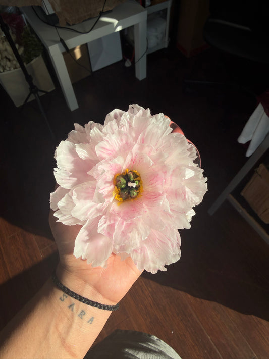Aesthetic Realistic Coral Peony Flower Candle