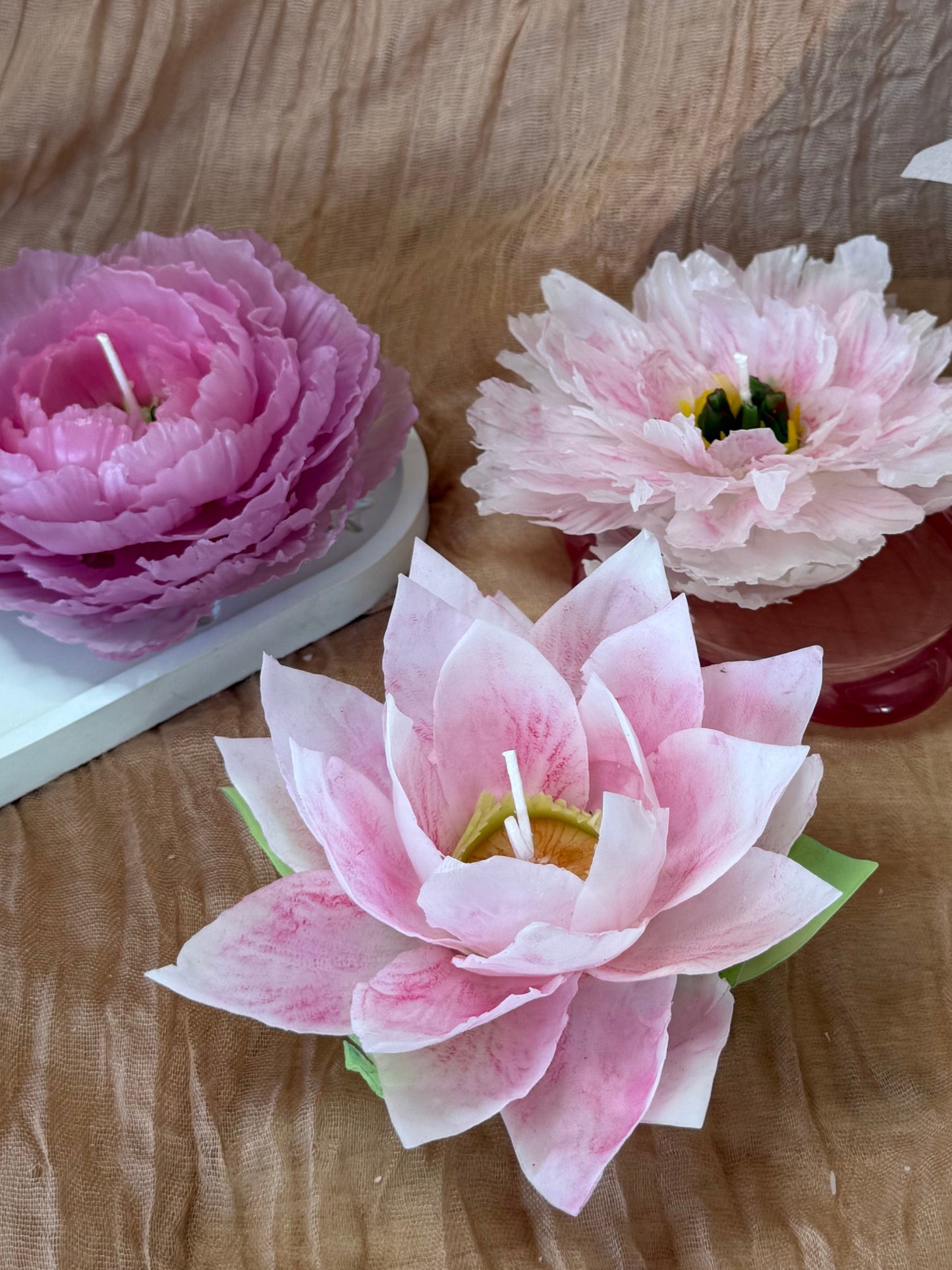Aesthetic Realistic Lotus Flower Candle