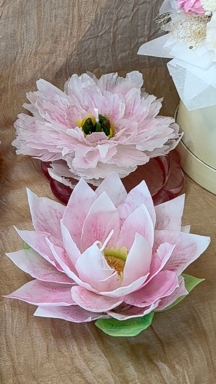 Aesthetic Realistic Lotus Flower Candle